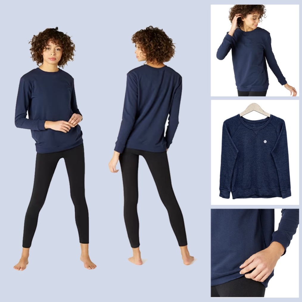 KODE S7E Sweater Wanita Uniqlo Crew Neck Wide Long Sleeve TShirt Wanita