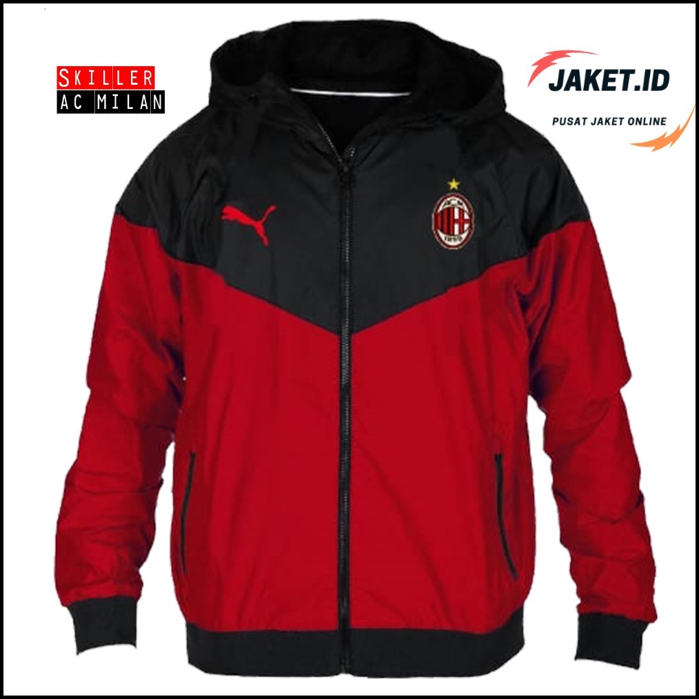 JAKET AC MILAN SPORT OUTDOOR BLACK RED a W2D2
