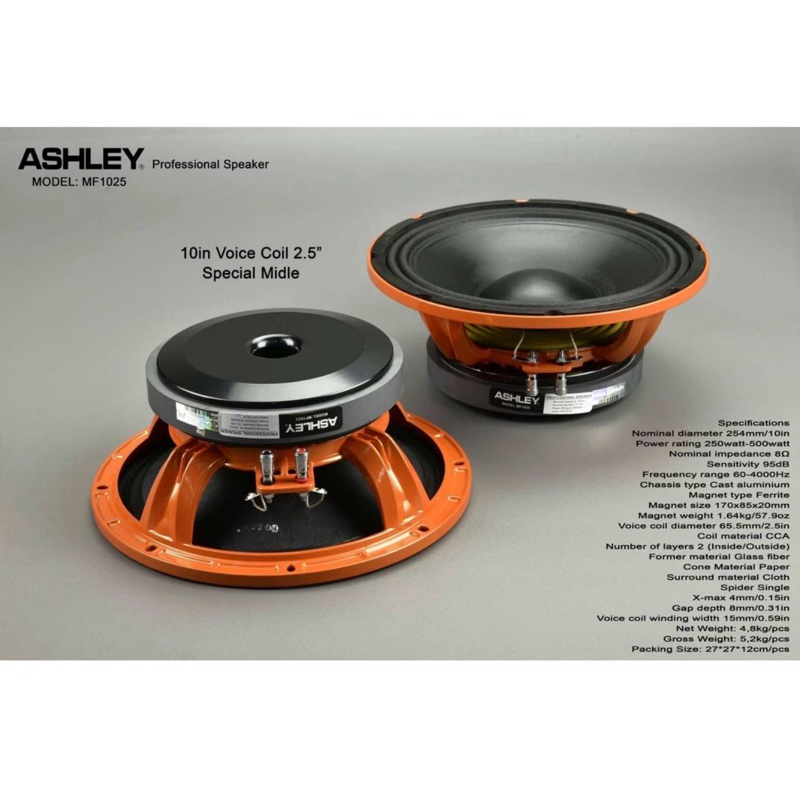SPEAKER ASHLEY MF1025 / Speaker Ashley 1025 MF Spesial middle / Speaker Ashley mf1025