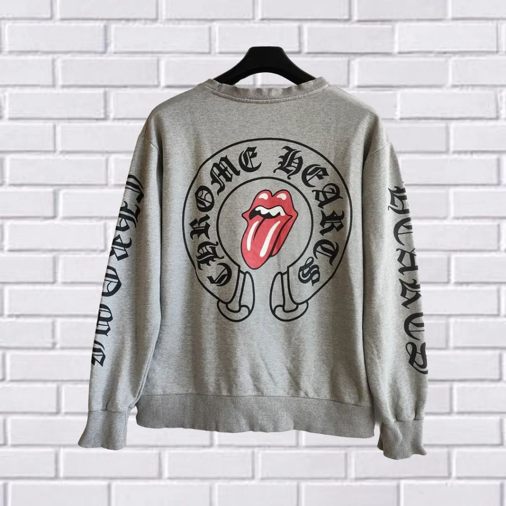 CREWNECK CHROME HEARTS X ROLLING STONES, SZ XL (SCND BRNDED) CN0059