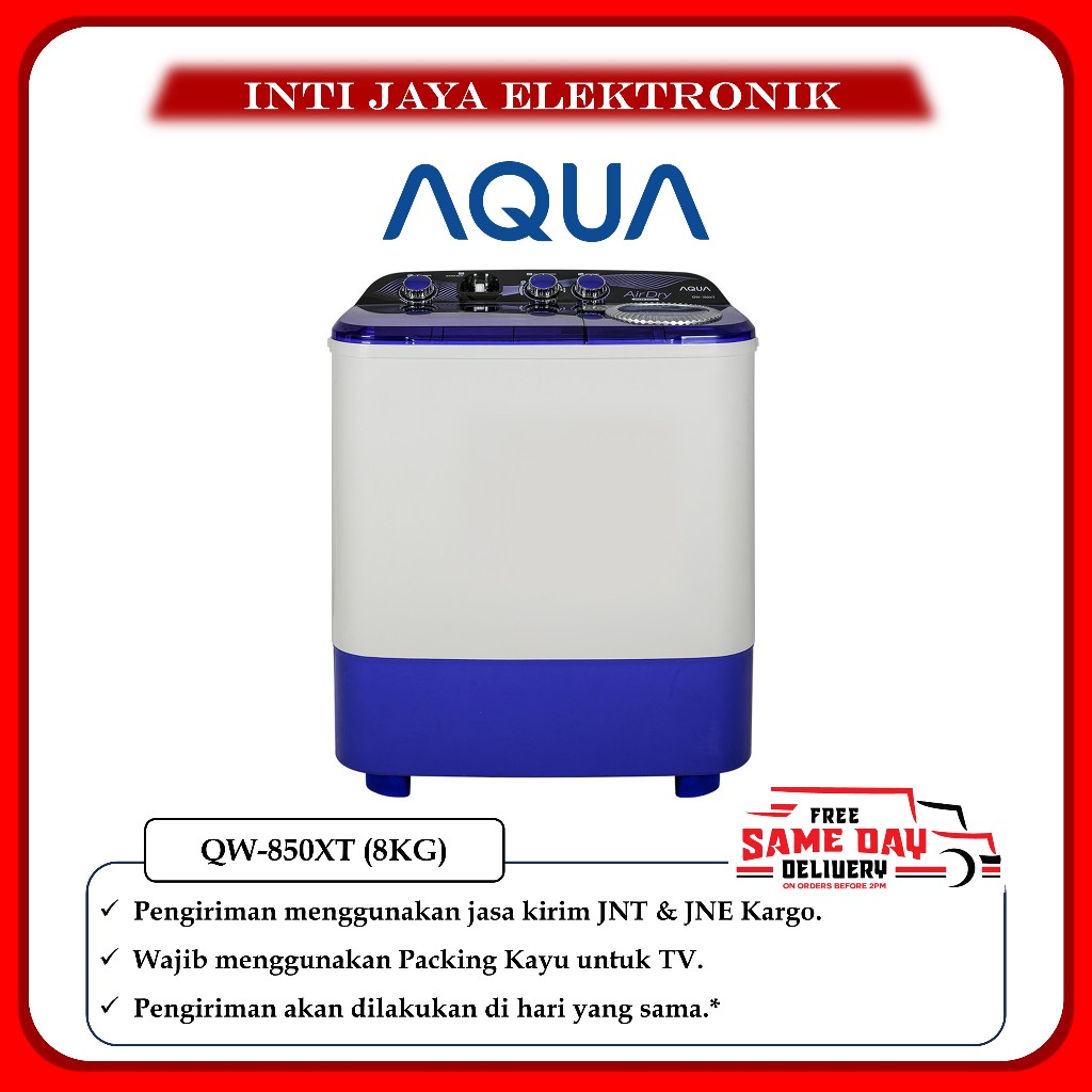 MESIN CUCI AQUA 8 KG DUA TABUNG QW-850XT AQUA 8KG QW850XT QW 850 XT QW850 850XT