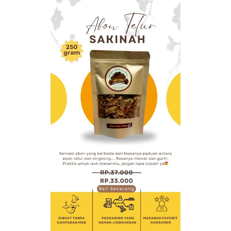 

Abon Telur Sakinah Pedas (250 gram)