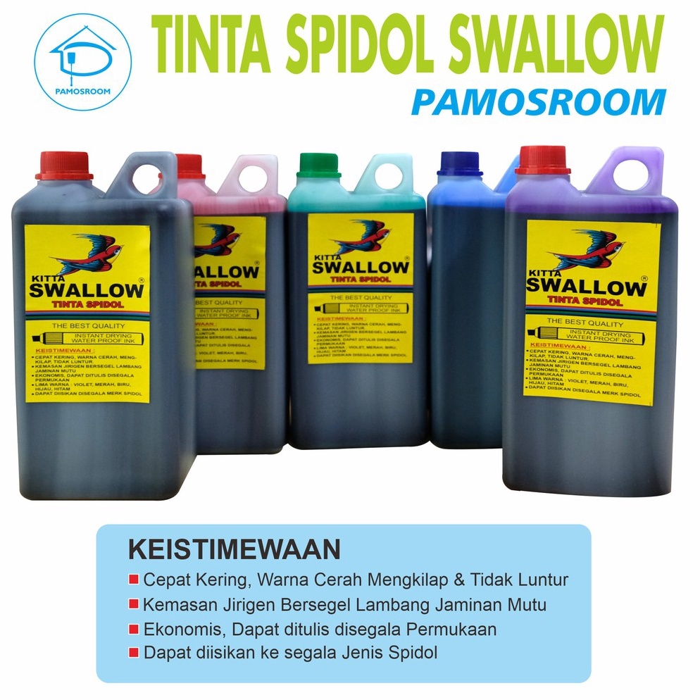 

Pamosroom Tinta Spidol Permanent KITTA Swallow Biru Violet Tinta Swallow Original x V3E4