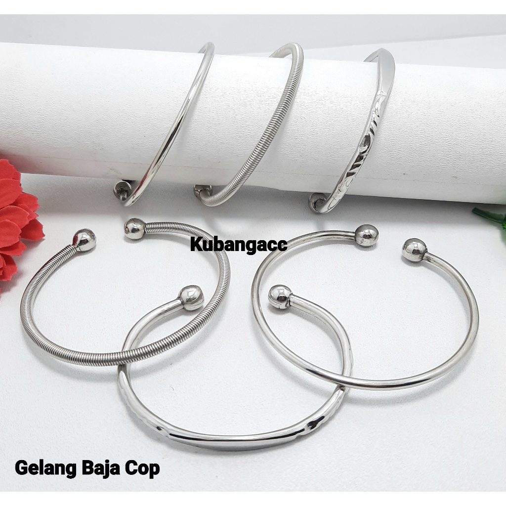 Gelang Baja Putih Pria Wanita Gelang Trubusono Gelang Monel Anti Karat Gelang Cop Besi Putih