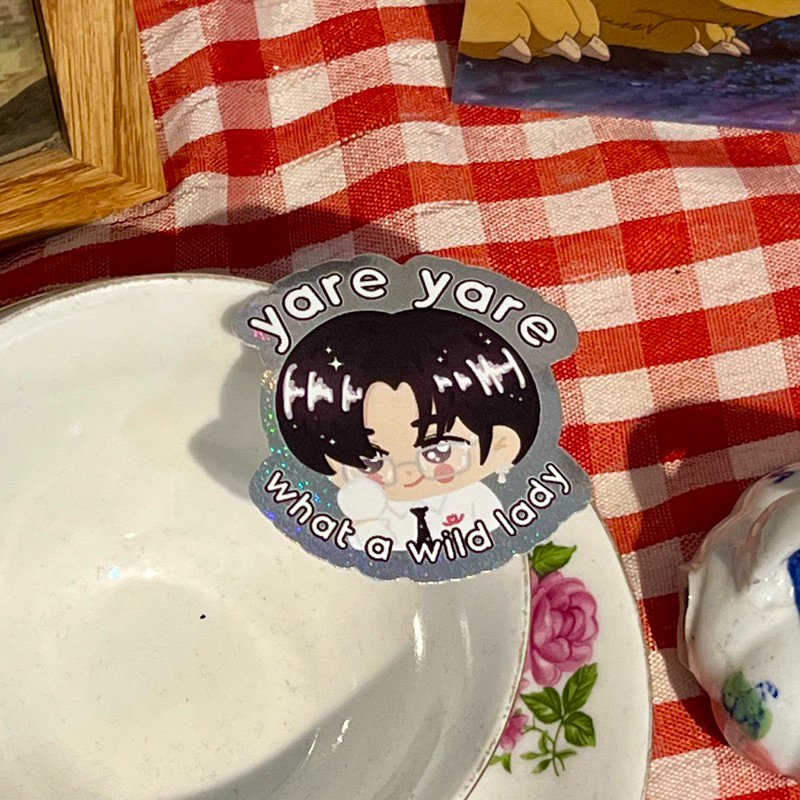 

yare yare butler club hologram sticker diecut : sunwoo tbz the boyz fanmade fanmerch fanart sticker