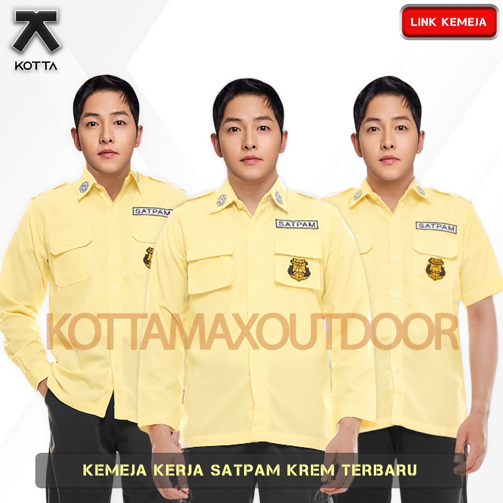 Kemeja Baju PDH Pria Satpam Terbaru 2024 Cream Bahan Halus