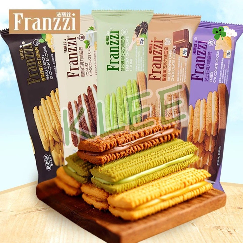 

Biscuit Sunssie Aneka Rasa - Franzzi Sunssie Mini Pack - Franzzi Cookies 70g - Franzzi Biscuit Mini - Biskuit Sunssi Franzzi 法丽兹 夹心曲奇饼干 醇香黑巧克力 抹茶慕斯巧克力 芝士巧克力 香草柠檬巧克力 酸奶巧克力