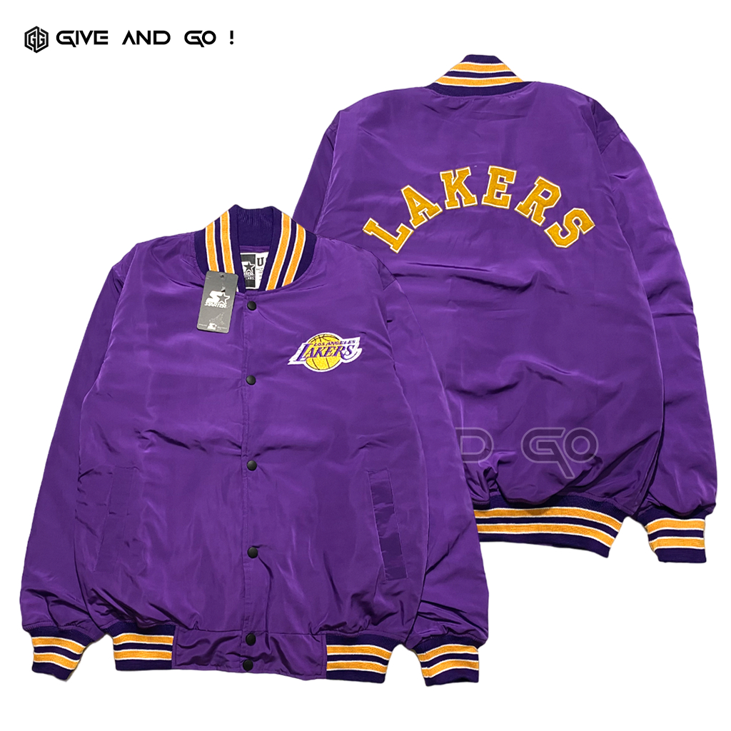 Varsity Jacket Lakers Purple Lakers Tm Nba Club Logo 8 Full Bordir Premium Original
