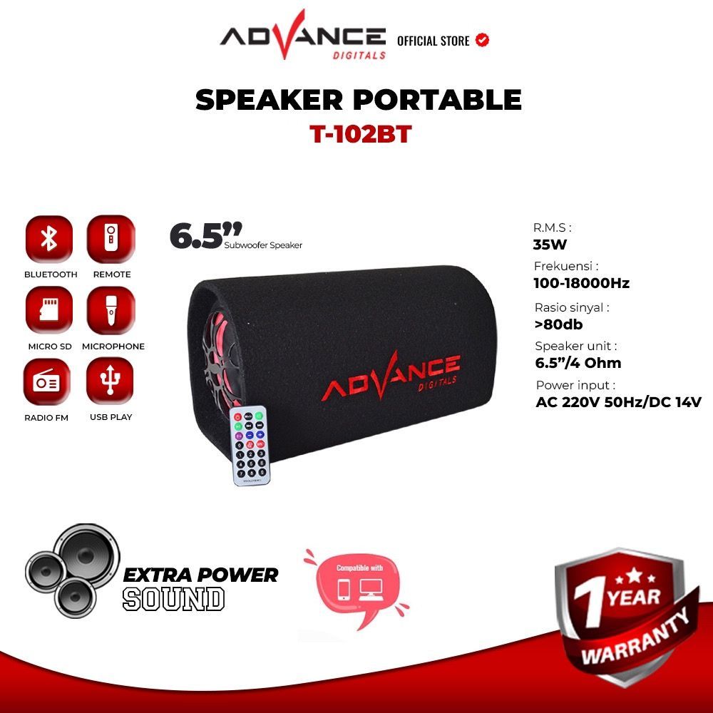 medan elektronik speaker advance t102 bluetooth 6,5 inchi multimedia speaker dengan subwoofer sytem
