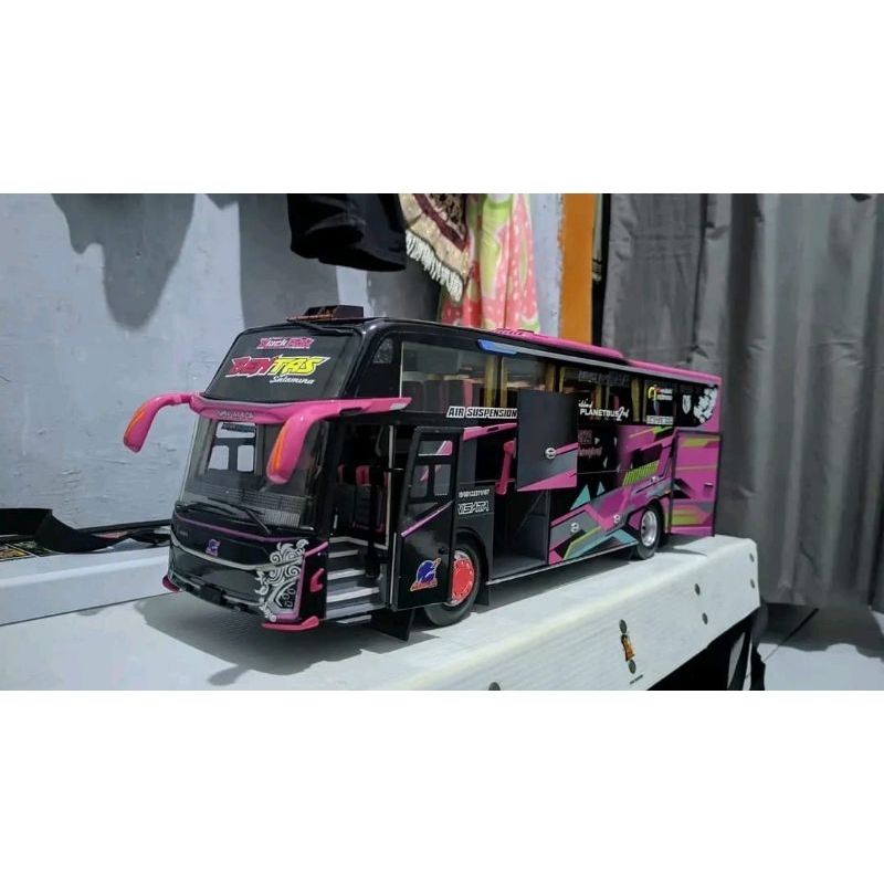 miniatur bus black pink jb5 tungga jaya fariasi lampu leed bus mainan anak viral telolet basuri