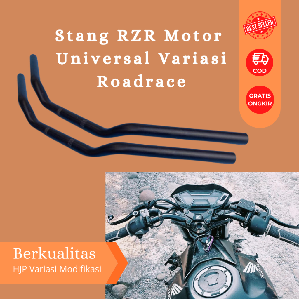 Stang RZR Custom Stir Variasi Setang Motor Panjang 65CM Balap Roadrace Universal Motor