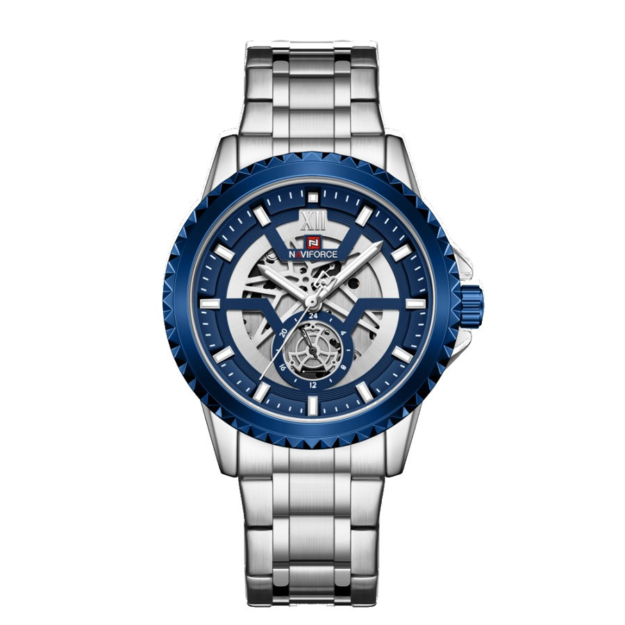 Naviforce 9186 Jam Tangan Pria Skeleton Analog Original NF 9186