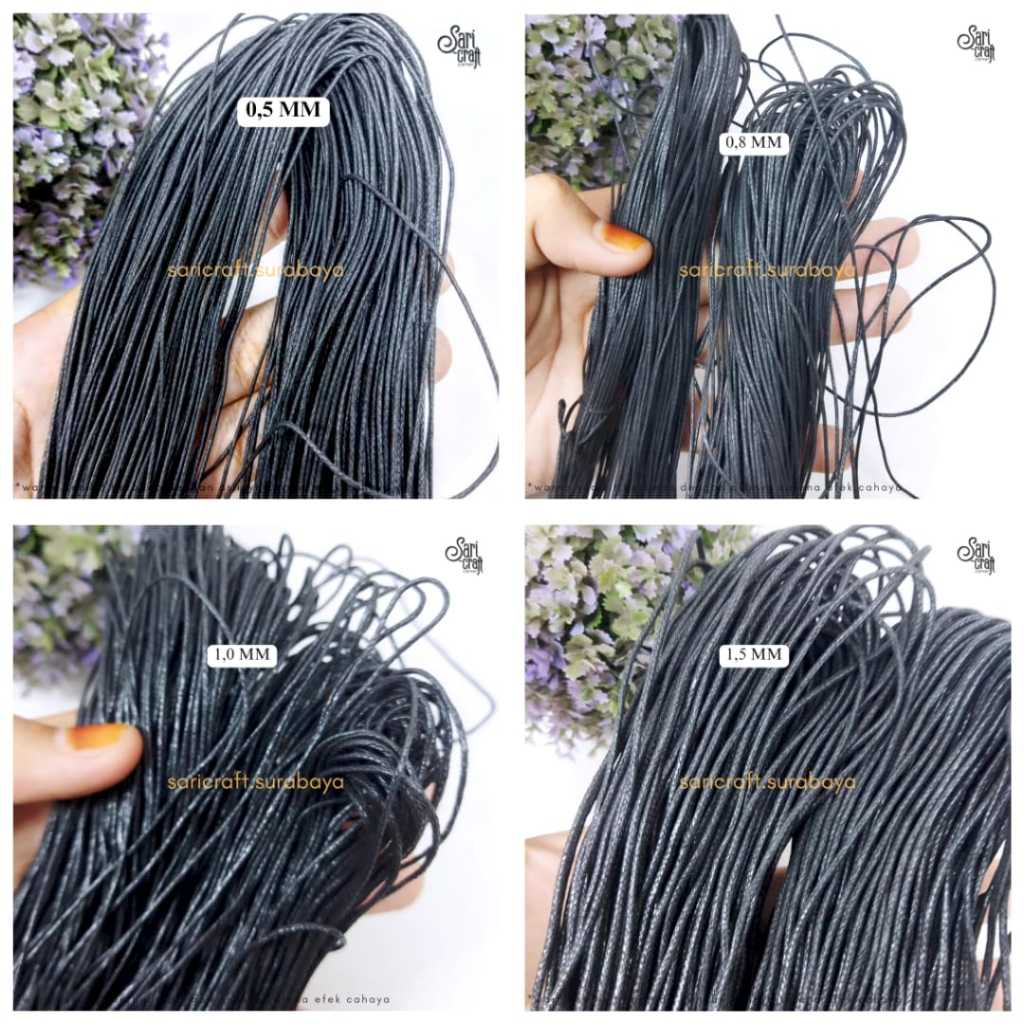 Tali Kulit Hitam 0.5 0.8 1.0 1.5mm