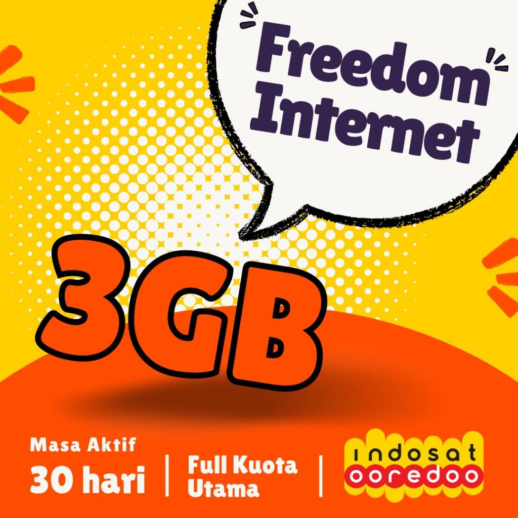 TEMBAK / Isi Ulang Kuota Freedom Internet INDOSAT 3GB 20 Hari CEPAT DAN MURAH