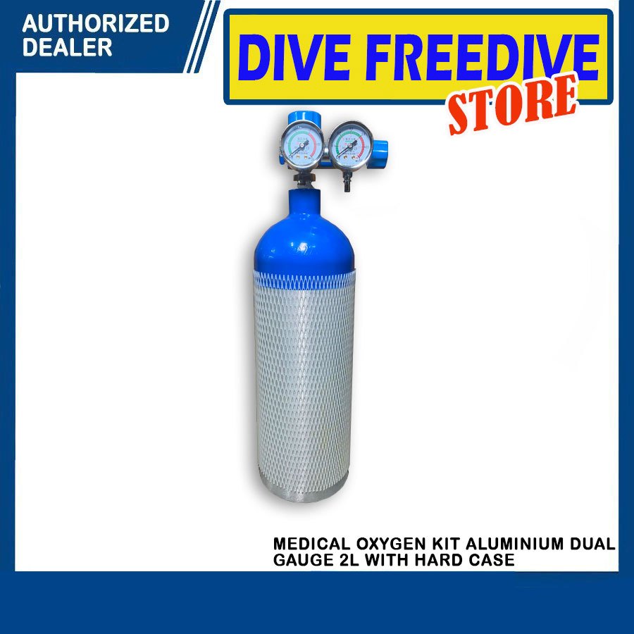 Tank Medical Oxygen O2 Kit Portable 2 Liter Aluminium Set Tabung Darurat Oksigen 2L Tangki Nafas Eme