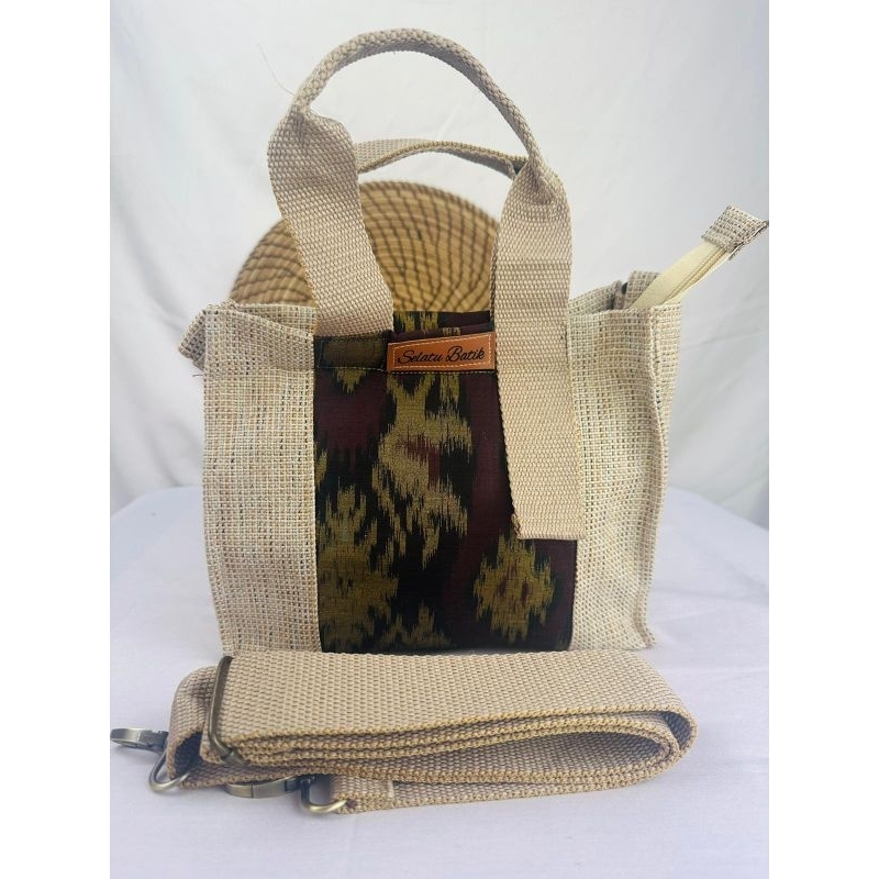 Tas mini tenun Bali kombinasi goni