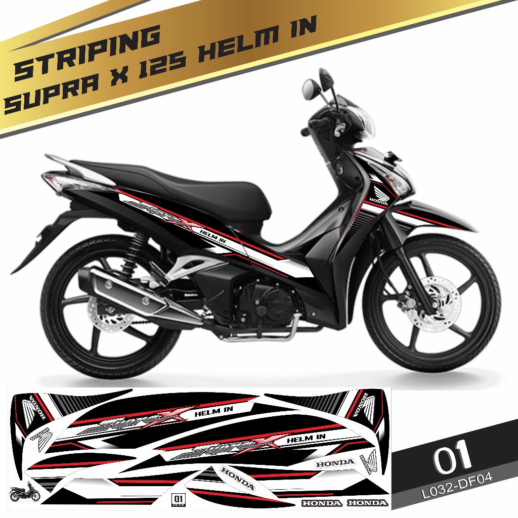 Stiker striping Decal Honda Supra X 125 Helm In 2012-2013 Semifullbody Variasi DF04