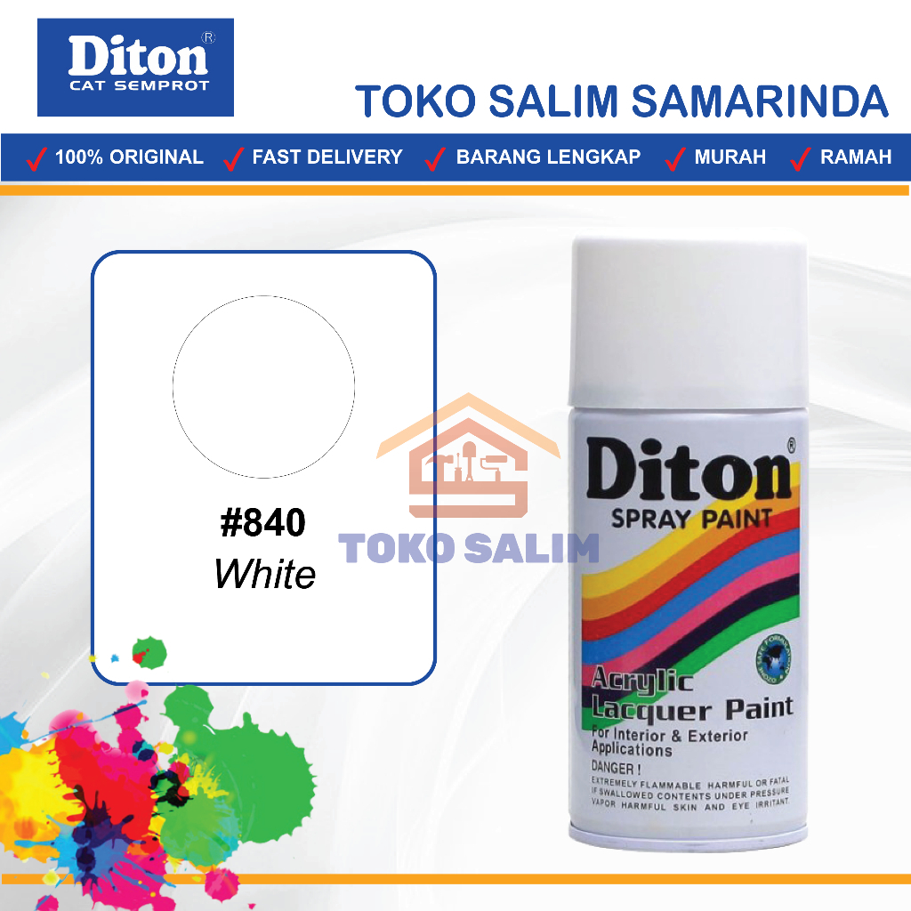 Cat Semprot / Pilox Diton White (Putih) #840 / 300 CC
