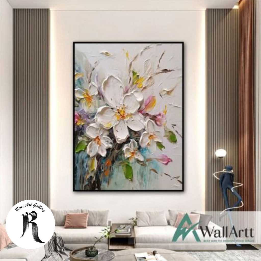 lukisan bunga aestetic - lukisan kanvas bunga - lukisan modern