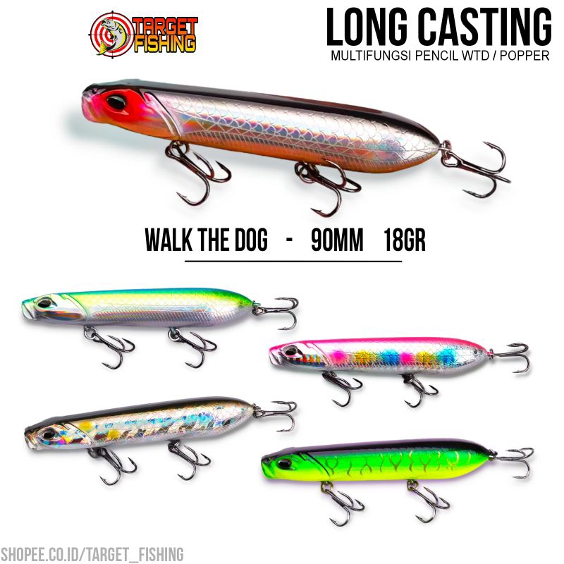 Pencil WTD Longcast Popper 18gr 98mm - Umpan Casting Toman Hampala Gabus Top Water