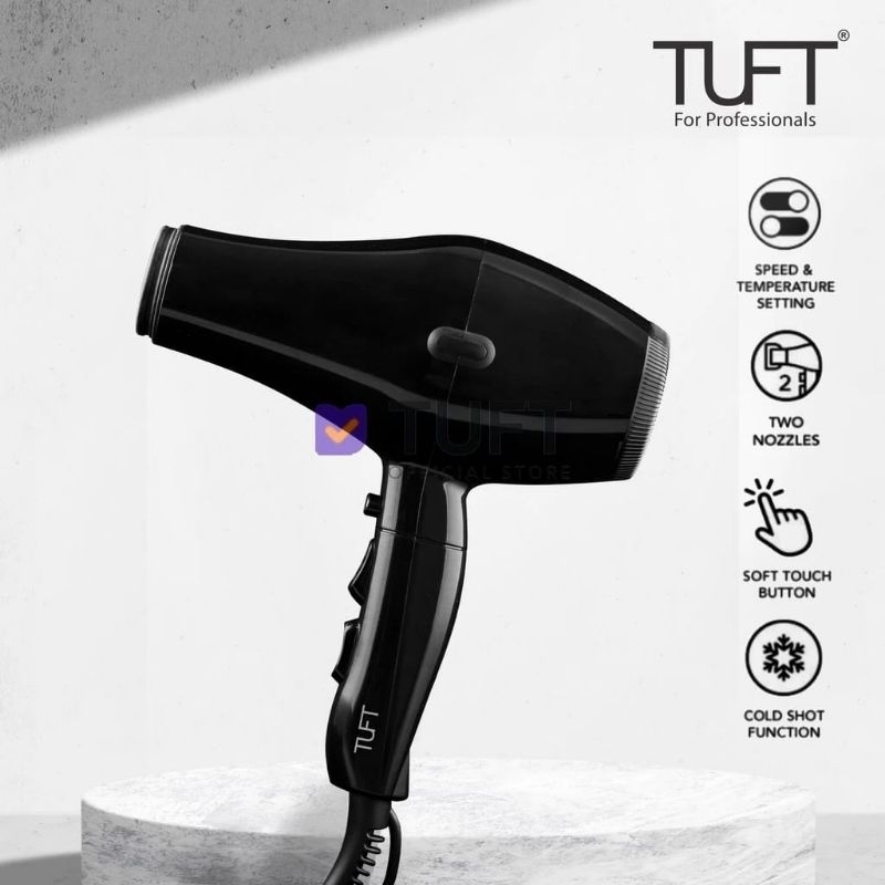 Tuft Basic Hairdryer 600W CM 5506 - Pengering Rambut Hitam dengan Fitur Cool Shot