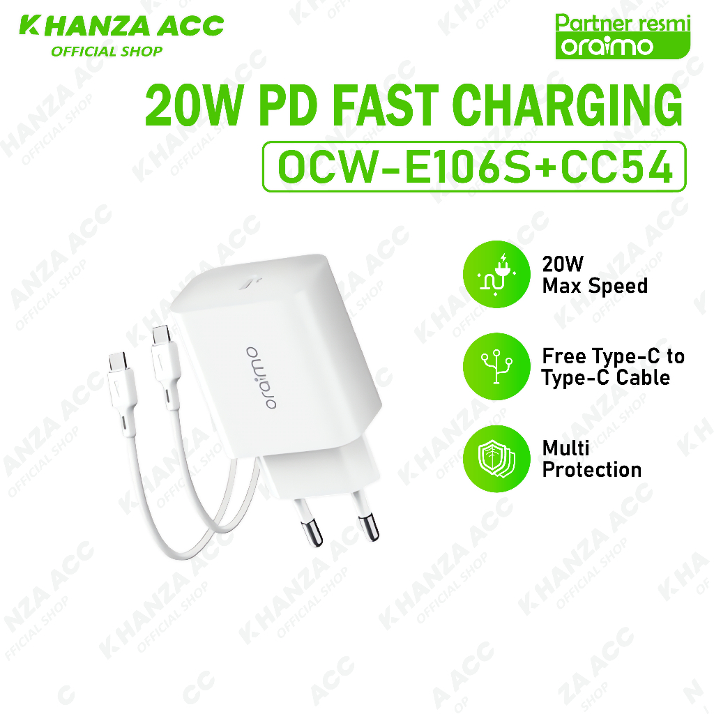 KHANZAACC ORAIMO OCW-E106S Charger Travel Adapter 20W Powercube 20W Single Port Fast Charging