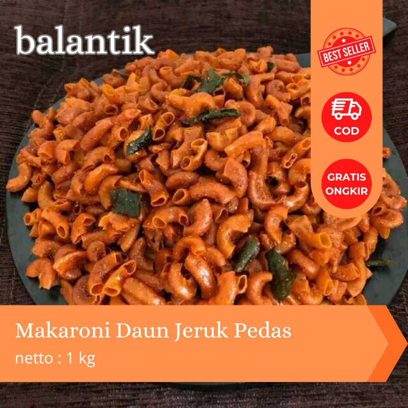 

Makaroni bantet daun jeruk pedas gurih renyah 1 kg