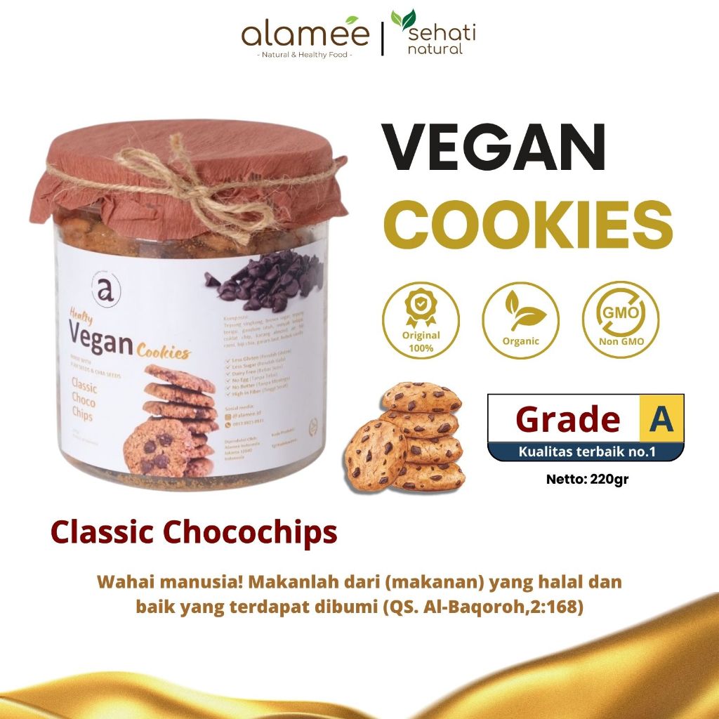 

Cookies Cemilan Snack Sehat Kue Kering Healthy Vegan Cookie Chip Snack Sehat Less Gluten