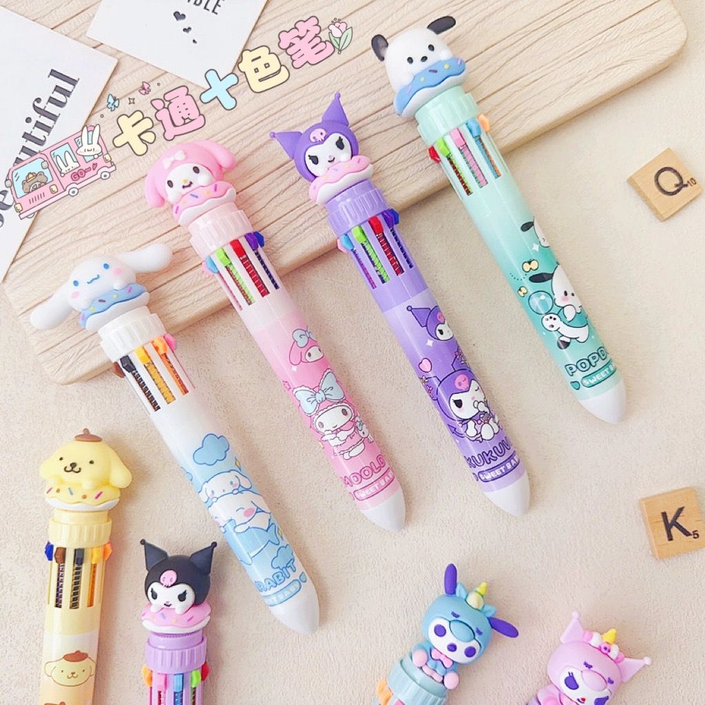 

Pena 10 warna cinnamorol melody kuromi cartoon Pulpen Mekanik lucu 10 warna tinta