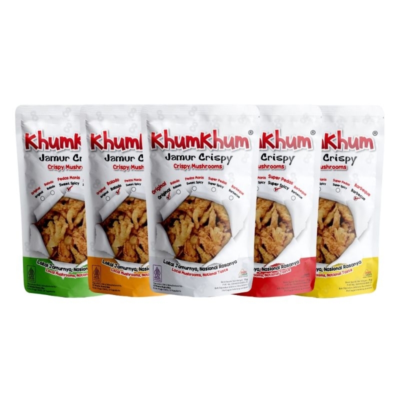 

KhumKhum Jamur Crispy Mushroom 75 gram Khum Free Bubble Wrap Gratis Packing Kardus Halal MUI Makanan Sehat Jajanan Indonesia Snack Camilan Original Balado Pedas Manis Super Pedas Barbeque Makanan Ringan Lokal Rasa Nasional Dus Paking