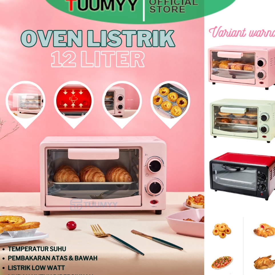 TUUMYY OVEN PEMANGGANG ELEKTRIK MULTIFUNGSI 12L TUUMYY WARNA PASTEL TM122F o O8C4