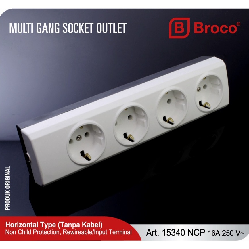 STOP KONTAK BROCO 4 LUBANG  TERMINAL  COLOKAN LISTRIK BROCO g XD6