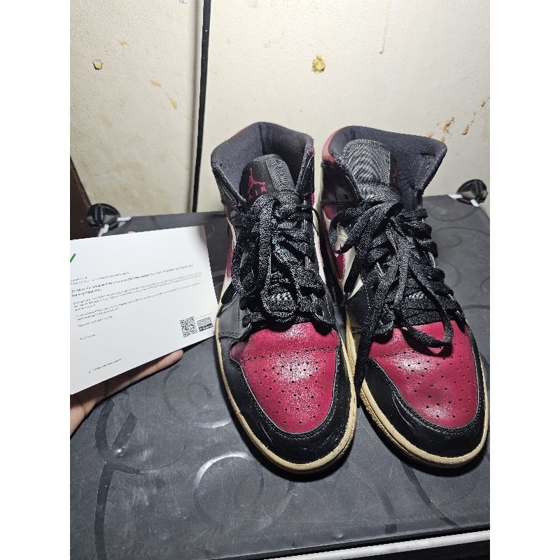 Nike Air Jordan 1 Mid Black Red Noble Original Authentic ex Kick Avenue sepatu sneakers pria NOT pan