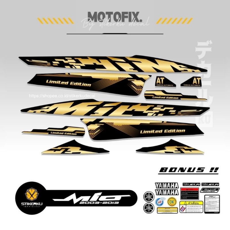 Stiker Striping Decal Body Motor Yamaha Mio Sporty Atau Smile Variasi Dasar Hitam Atau Putih