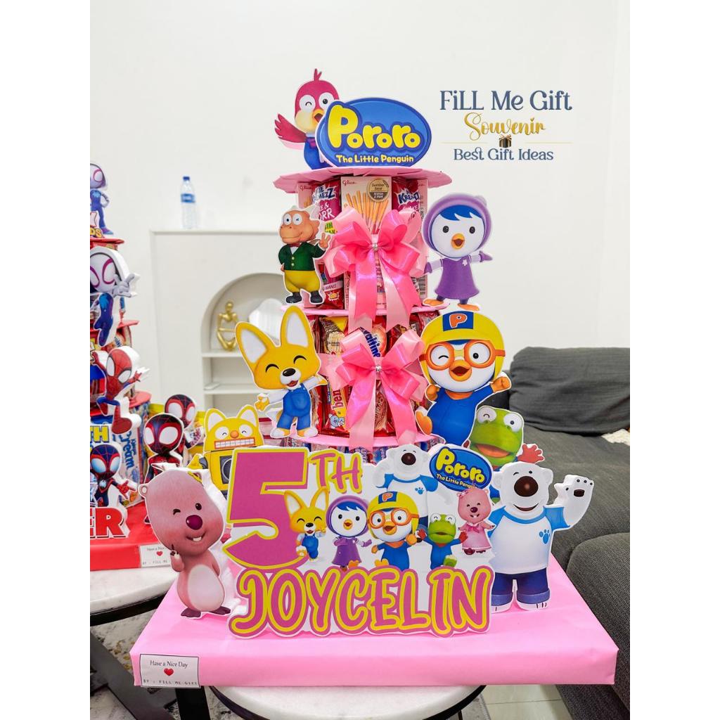 BJ - Pororo - Snack Tart Tower Cake Birthday / Kue Cemilan Snack Ulang Tahun