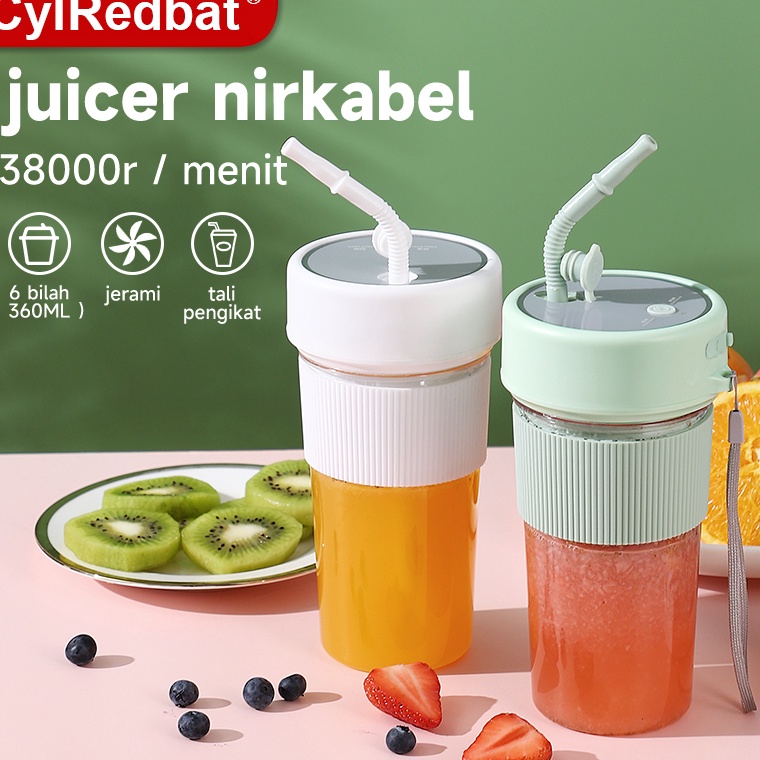 KODE C63V CylRedbat Blender Juicer portable dengan sedotan mini jus chopper cordless Rechargeable us
