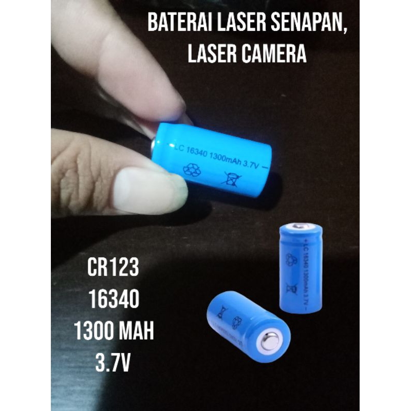 Baterai CR123 16340 1300 mAh 3.7 V Baterai Laser Senapan Baterai Camera