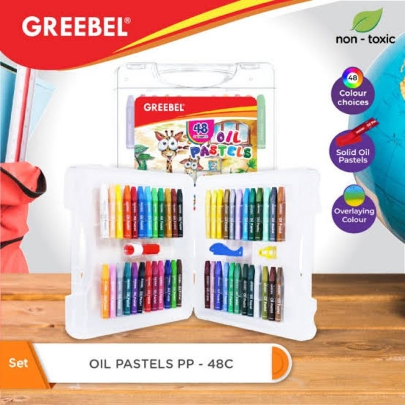

GREEBEL Crayon KIDS OIL PASTEL 48 warna/ tidak berdebu & cerah untuk Sekolah Anak & professional non toxic