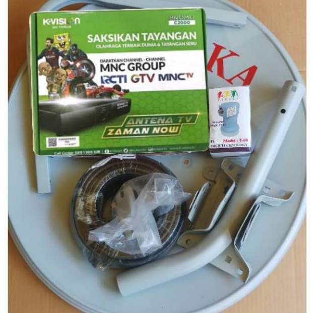 KODE O68W Antena parabola 45cm lengkap receiver K VISION C2 stb mnc group
