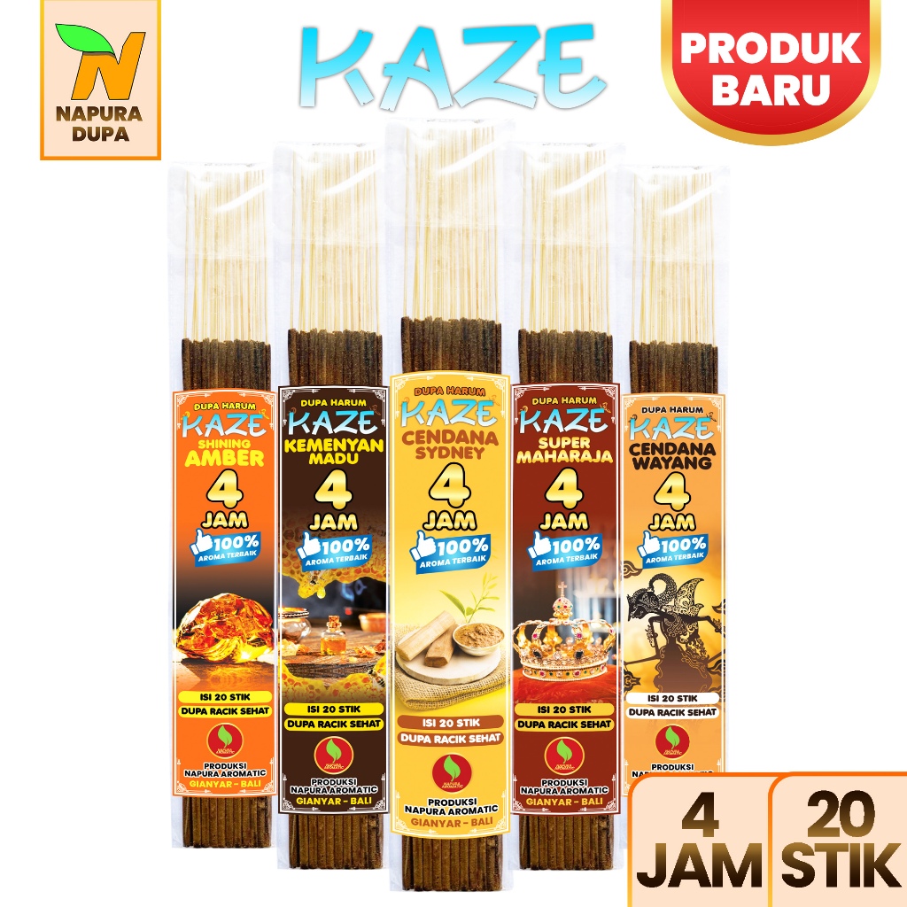 Dupa harum Kaze 4 jam isi 20 stik pouch Napura Aromatic hio aroma India Maharaja, Cendana Sydney, Wa