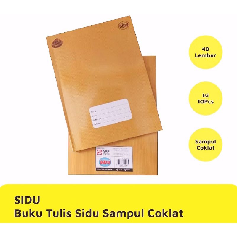 

SIDU Buku Tulis 40 Lembar 10 Buku Dengan Cover Sampul Coklat