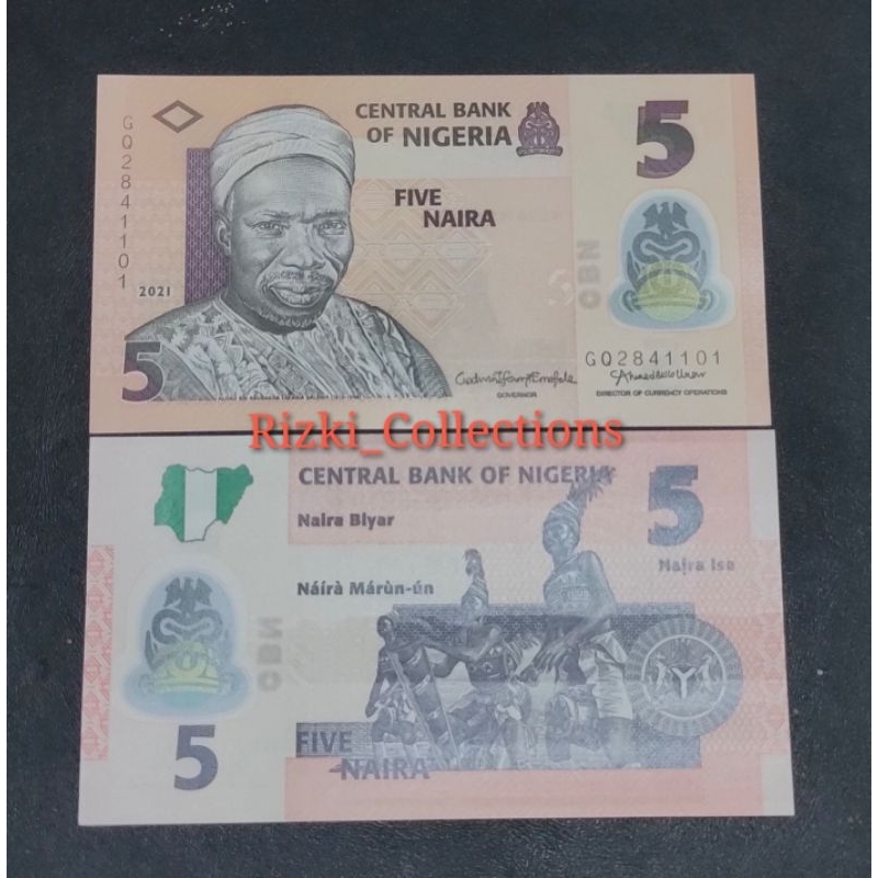 Uang asing polymer Nigeria 5 Naira