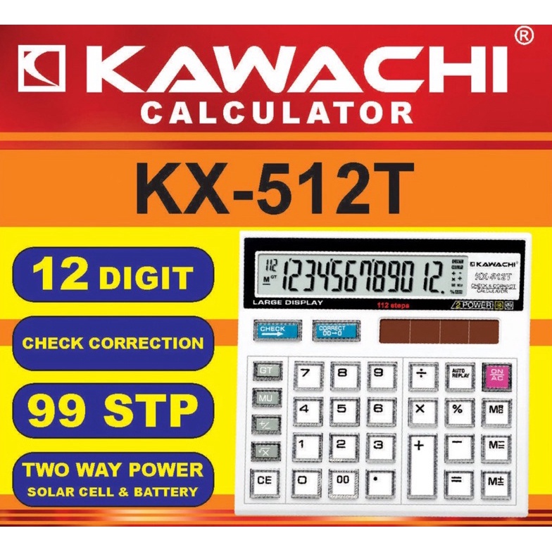 

KODE R89K Kalkulator Kawachi 12 Digit KX 512Calculator Kawachi KX 512