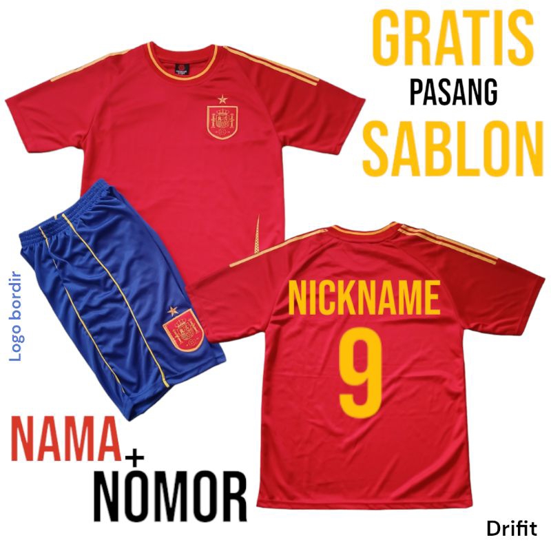 SETELAN JERSEY BOLA ANAK-ANAK/SETELAN JERSEY TIMNAS SPANYOL/SETELAN JERSEY TIMNAS SPAIN