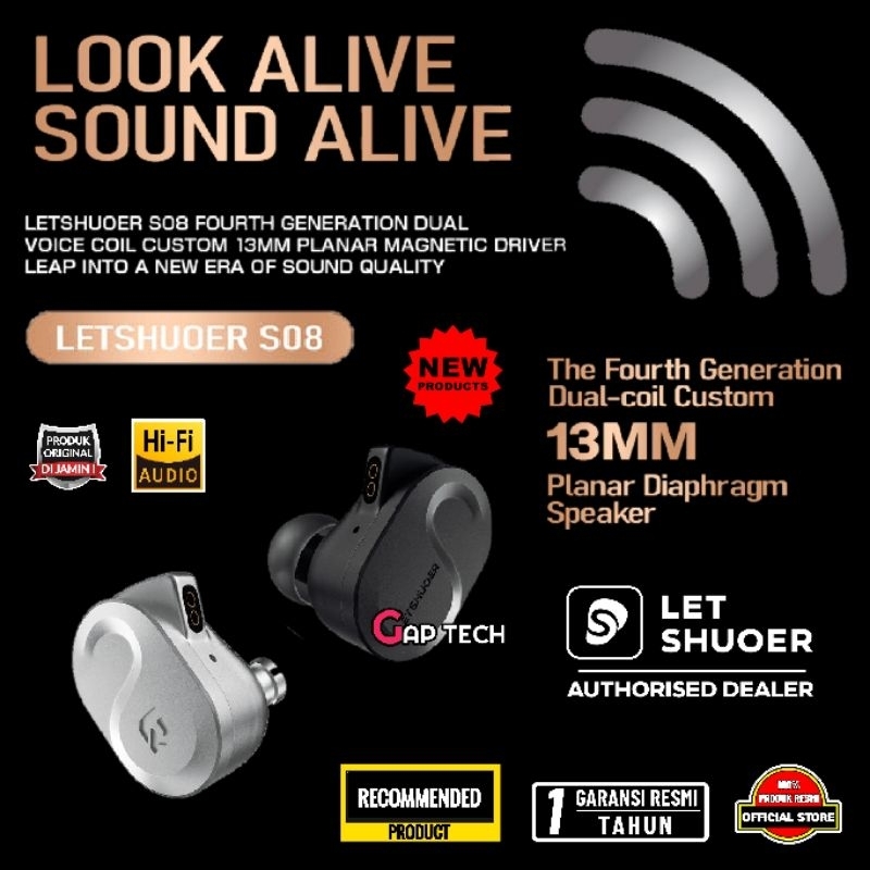 Letshuoer S08 / S 08 Fourth Generation Dual Voice Coil Custom 13mm Planar Magnetic Driver In Ear Mon