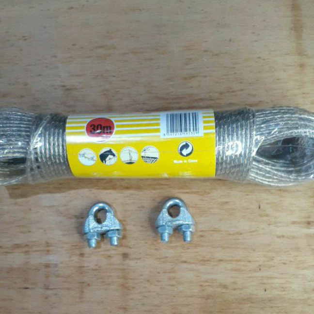 Extra Tali Jemuran Kawat Seling Kuat Anti Karat Sling Baja Kawat Baja Klem Sling