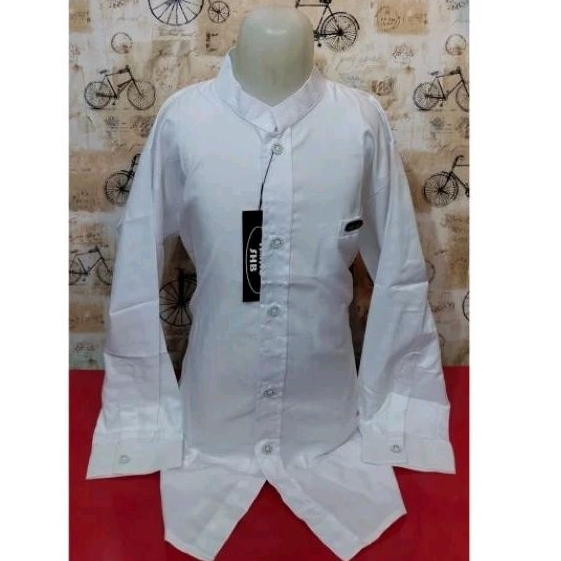 (TERLARIS)Kemko Kemeja Koko Anak Tanggung Laki-Laki Lengan Panjang Manset Putih Polos Baju Koko Anak