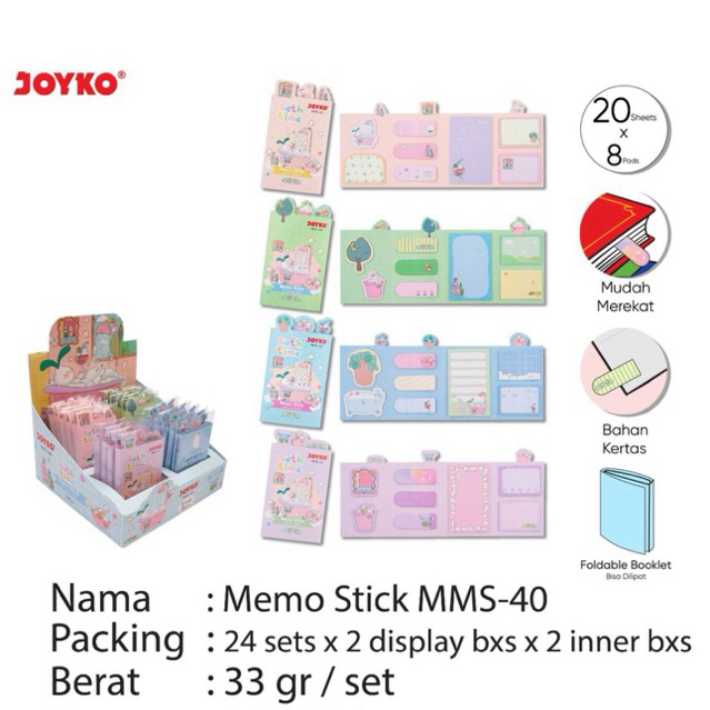 

Mms 40 Fancy & Color Memo Stick / Memo Pelekat Stiker warna warni Booklet / Index Note MMS-40 Joyko