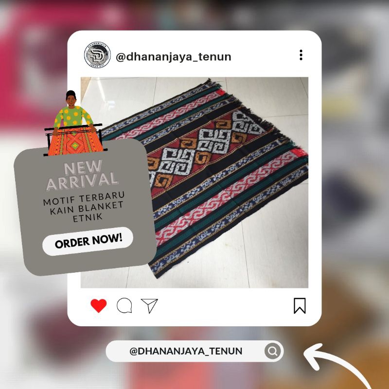 Dhananjaya_Tenun - Kain Tenun Blanket Motif Wajik Putih Emas - Tenun Blanket Toraja - Tenun Halusan