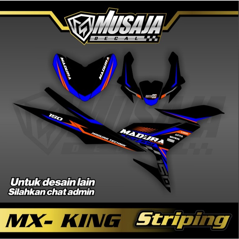 Stiker Striping mx king 150 biru orens kombinasi full body